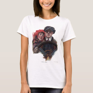 Classic car romantic winter vintage illustration T-Shirt