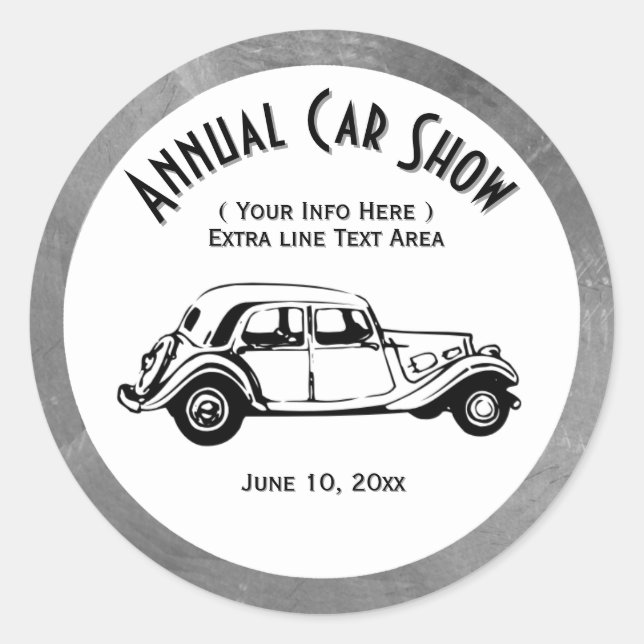 Classic Car Show Stickers Double Line Customise (Front)
