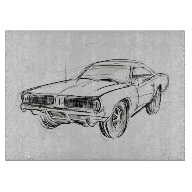 Classic Car Sketch IV Cutting Board (Front)
