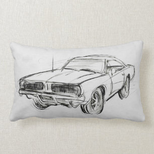 Classic Car Sketch IV Lumbar Cushion