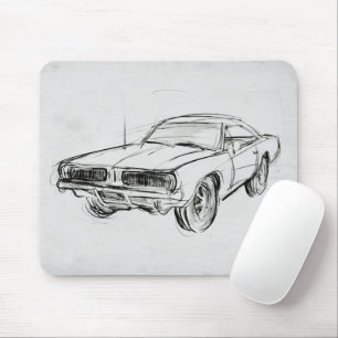 Classic Car Sketch IV Mouse Pad