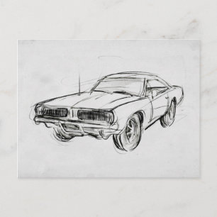 Classic Car Sketch IV Postcard