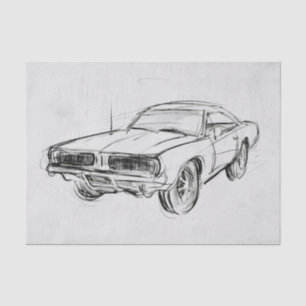 Classic Car Sketch IV Tissue Paper