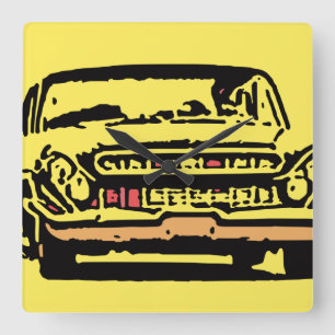 Classic car square wall clock