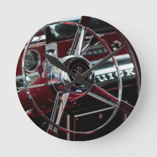 Classic Car Steering Wheel Round Clock