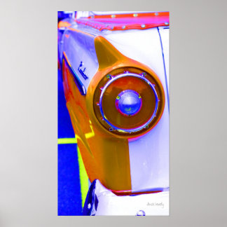 classic car  tail light saturated colour poster