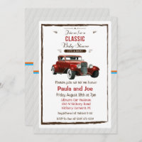 Classic Car Vintage Baby Shower Invitation