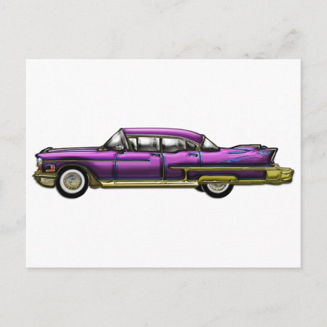 Classic Car with Finns Postcard (Front)