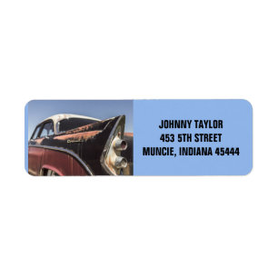 CLASSIC CAR WITH FINS RETURN ADDRESS LABELS
