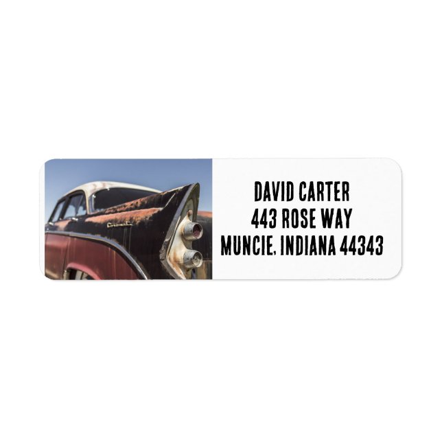CLASSIC CAR WITH FINS RETURN ADDRESS LABELS (Front)