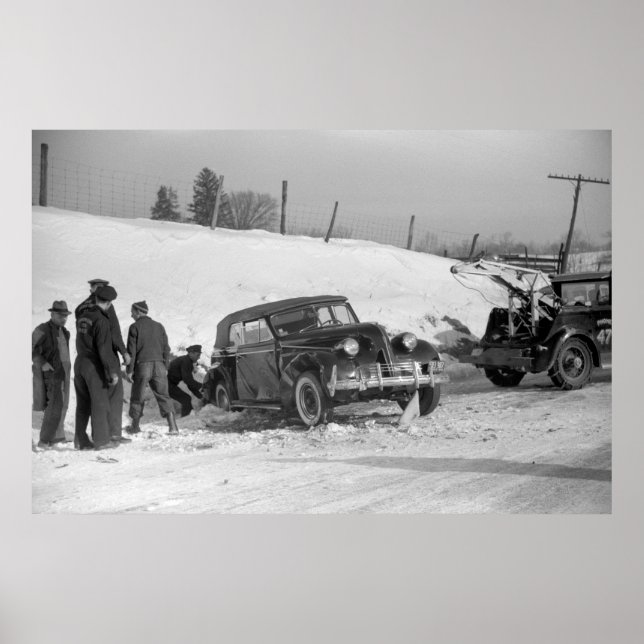 Classic Car Wreck, 1940 Poster (Front)