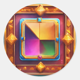 Classic Card Symbols for Slot Game Round Sticker