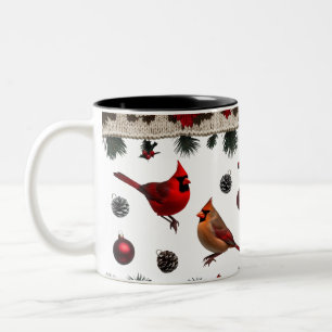 Classic Cardinal Birds Nordic Knit Two-Tone Coffee Mug