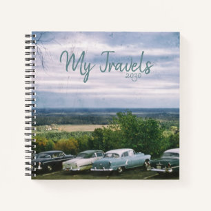 Classic Cars British Landscape Background Travel Notebook