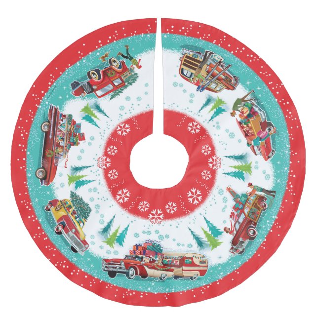 Classic Cars Brushed Polyester Tree Skirt (Front)