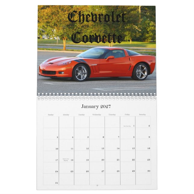 Classic Cars Calendar (Jan 2027)
