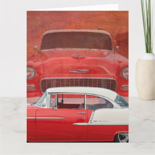 Classic Cars Chevy Bel Air Dodge Red White Vintage Card