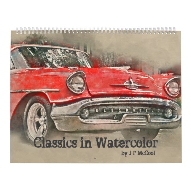 Classic Cars in Watercolor Calendar (Cover)