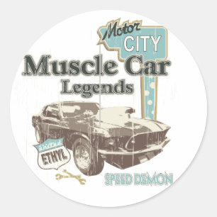 Classic Cars ~ Muscle Car Legend Classic Round Sticker