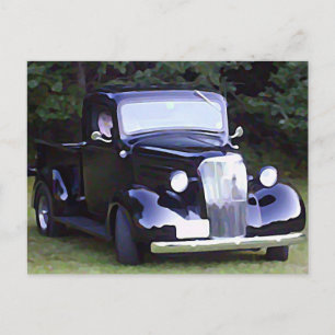 Classic Cars - Vintage Black Pickup Truck Postcard