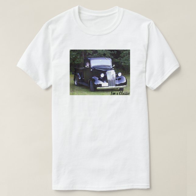 Classic Cars - Vintage Black Pickup Truck  T-Shirt (Design Front)