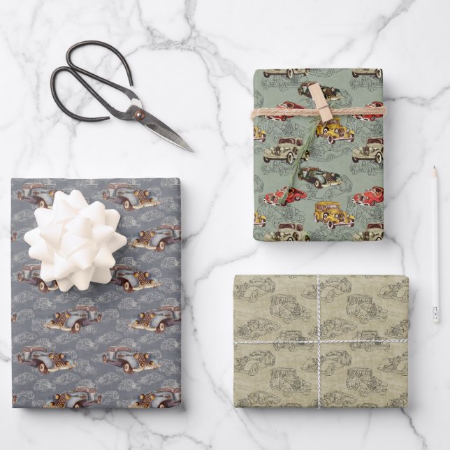 Classic Cars  Wrapping Paper Sheet (Front)