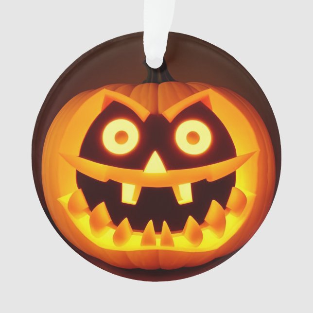 🎃🕯️ Classic Carved Pumpkin Spooky 👻 Halloween Ornament (Front)