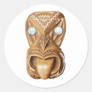 Classic carved tiki face  Thunder_Cove Classic Round Sticker