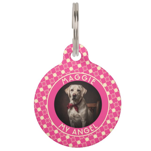 Classic Cat Dad Gift Honeycomb Pattern Pet Tag (Front)