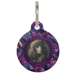 Classic Cat Dad Gift Lilies Pattern Pet Tag