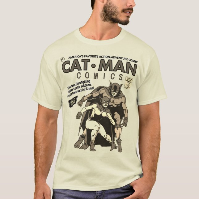 Classic Cat-Man Comics T-Shirt (Front)