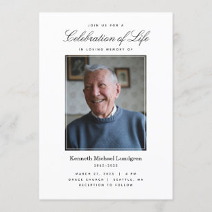Classic Celebration of Life Invitation with Photo