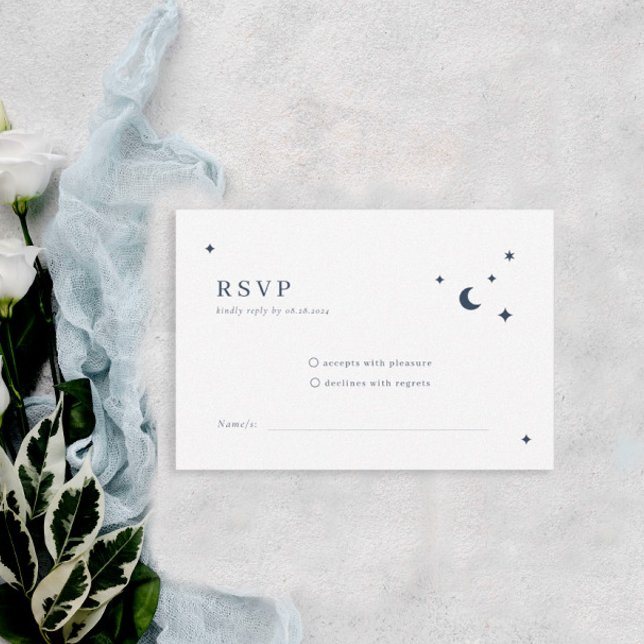 Classic Celestial Wedding Moon and Stars RSVP Card (Creator Uploaded)