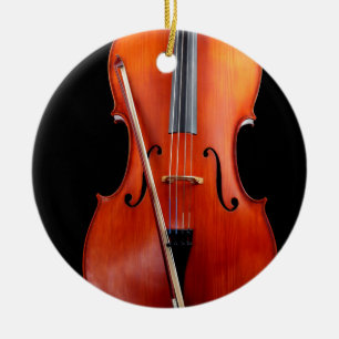 Classic cello on black ceramic tree decoration