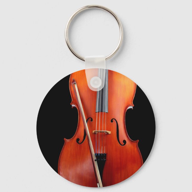 Classic cello on black key ring (Front)