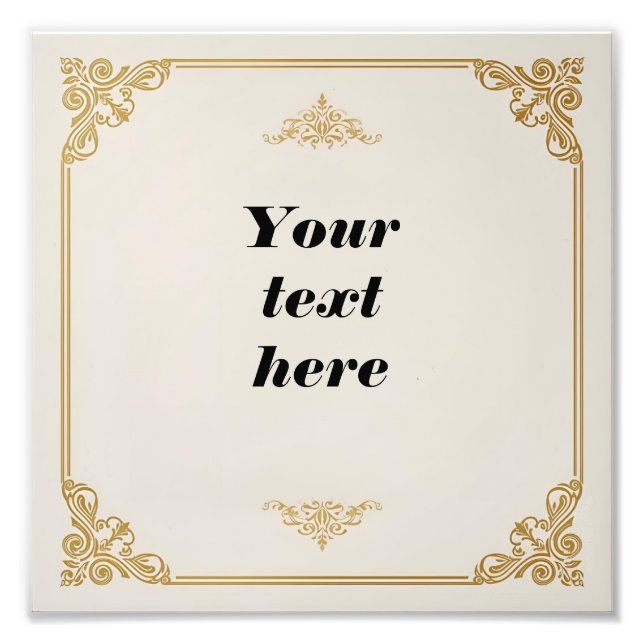 Classic Certificate Template with Ornate Gold Acce Photo Print (Front)