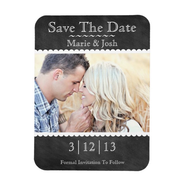 Classic Chalkboard Photo Save The Date Magnet (Vertical)