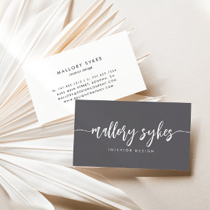 Classic Charcoal Grey Modern Signature Script Business Card