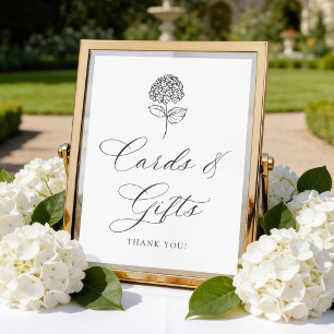 Classic Charcoal Hydrangea Cards and Gifts Sign