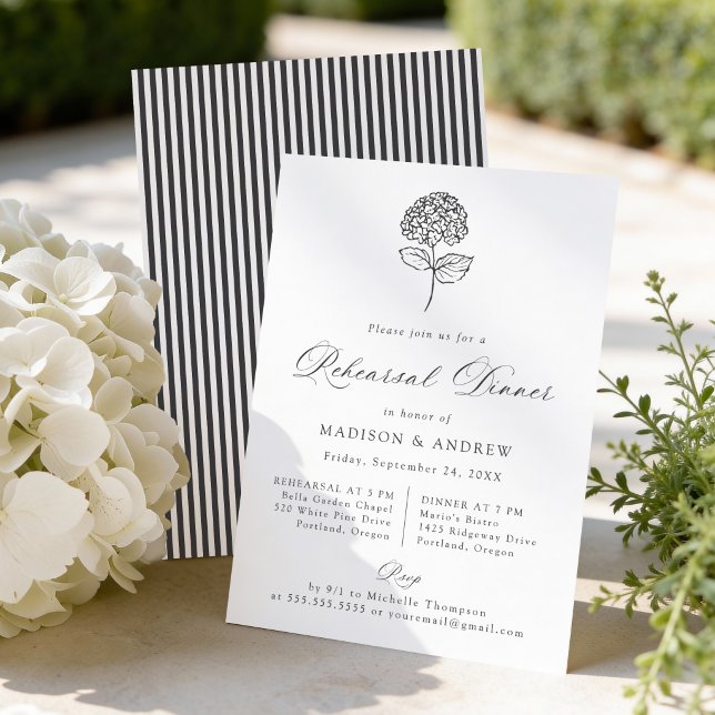 Classic Charcoal Hydrangea Rehearsal Dinner Invitation (Creator Uploaded)