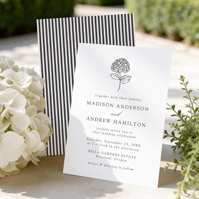 Classic Charcoal Hydrangea Wedding Invitation (Creator Uploaded)