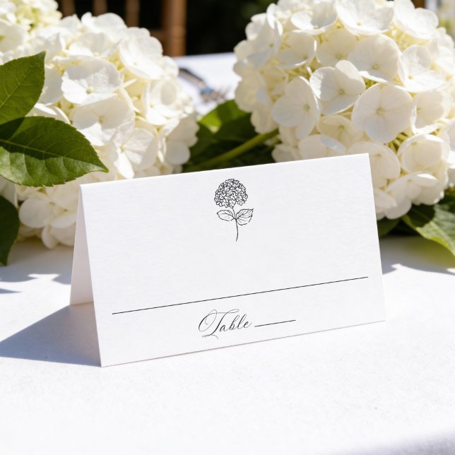 Classic Charcoal Hydrangea Wedding Place Card (Creator Uploaded)