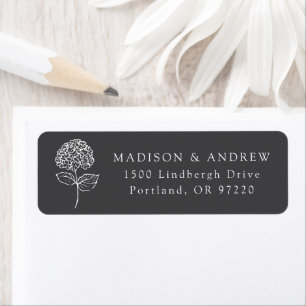 Classic Charcoal Hydrangea Wedding Return Address Label