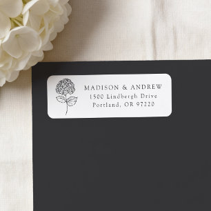 Classic Charcoal Hydrangea Wedding Return Address Label