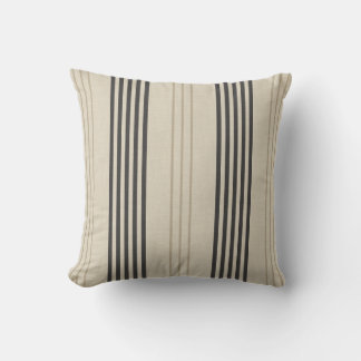 Classic Charcoal Ticking Stripe Pattern Cushion