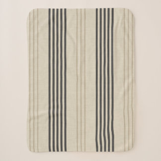 Classic Charcoal Ticking Stripe Pattern Sherpa Blanket