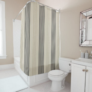 Classic Charcoal Ticking Stripe Pattern Shower Curtain