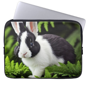 "Classic Charm: The Black and White Bunny Rabbit" Laptop Sleeve