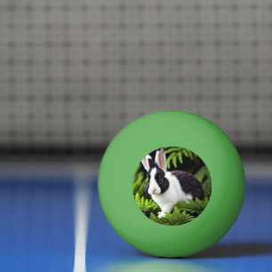 "Classic Charm: The Black and White Bunny Rabbit" Ping Pong Ball