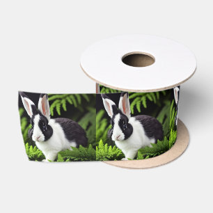 "Classic Charm: The Black and White Bunny Rabbit" Satin Ribbon